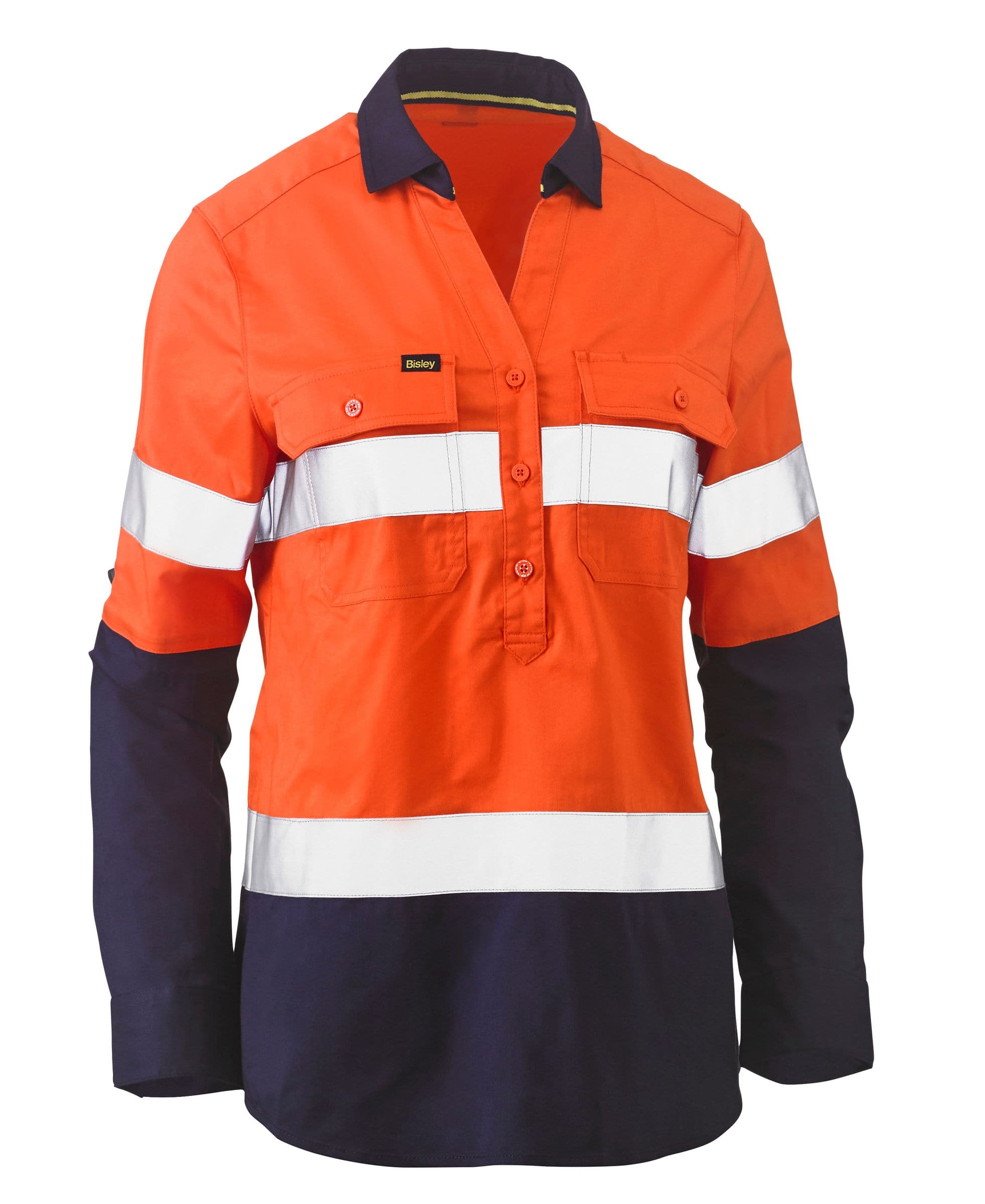Bisley Bisley Womens Taped Hi Vis Stretch V-Neck Shirt (BLC6064T) - Trade Wear