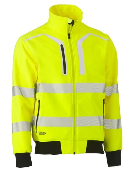 Bisley Bisley Taped Hi Vis Soft Shell Bomber Jacket (BJ6979T) - Trade Wear