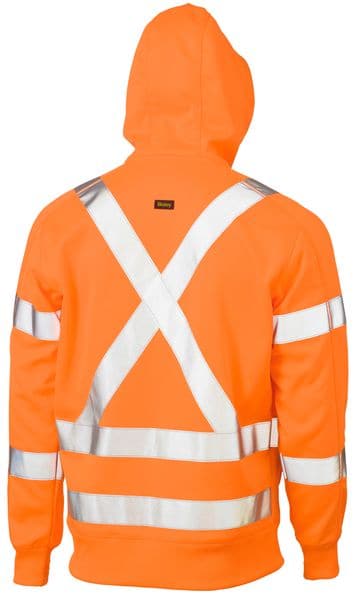 Bisley Bisley X Taped Hi Vis Zip Front Fleece Rail Hoodie (BK6819XT) - Trade Wear