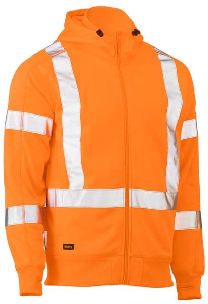 Bisley Bisley X Taped Hi Vis Zip Front Fleece Rail Hoodie (BK6819XT) - Trade Wear