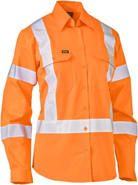Bisley Bisley Womens Taped X Back Lightweight Hi Vis Drill Rail Shirt (BL6166XT)Pre order , call for enquire - Trade Wear