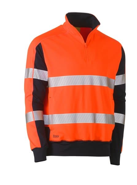 Bisley Bisley Taped Hi Vis Stretchy Fleece Zip Pullover (BK6817T) - Trade Wear