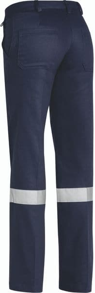 Bisley Ladies Drill Pant 3M Reflective Tape - Navy (BPL6007T) - Trade Wear