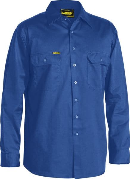 Bisley Bisley Cool Lightweight Drill Shirt - Long Sleeve - Royal (BS6893) - Trade Wear