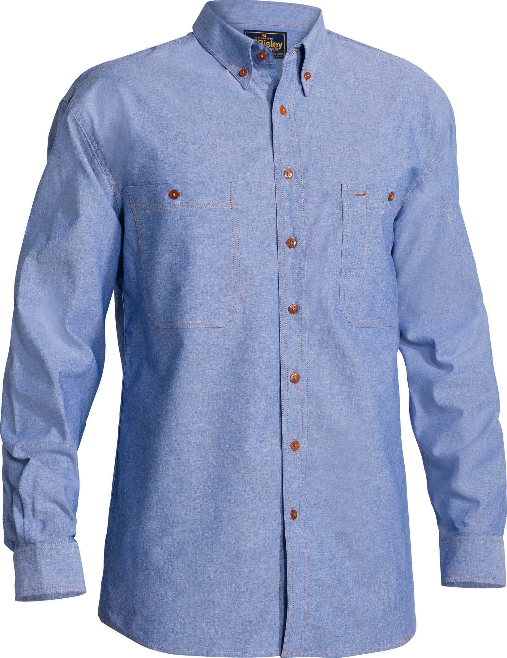 Bisley Chambray Shirt - Long Sleeve - Blue (B76407) - Trade Wear