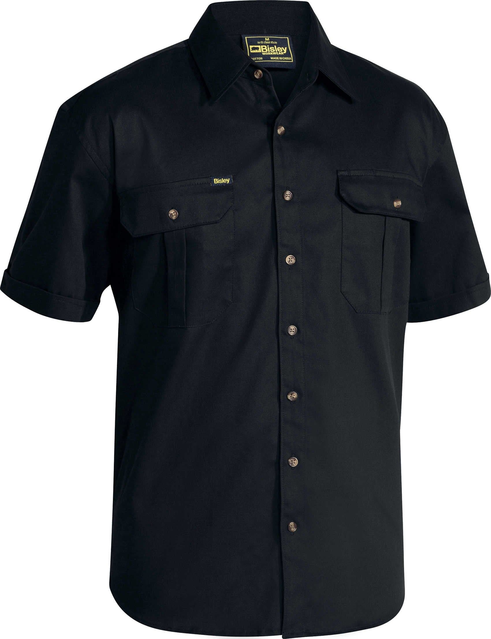 Bisley Original Cotton Drill Shirt - Short Sleeve - Black (BS1433) - Trade Wear