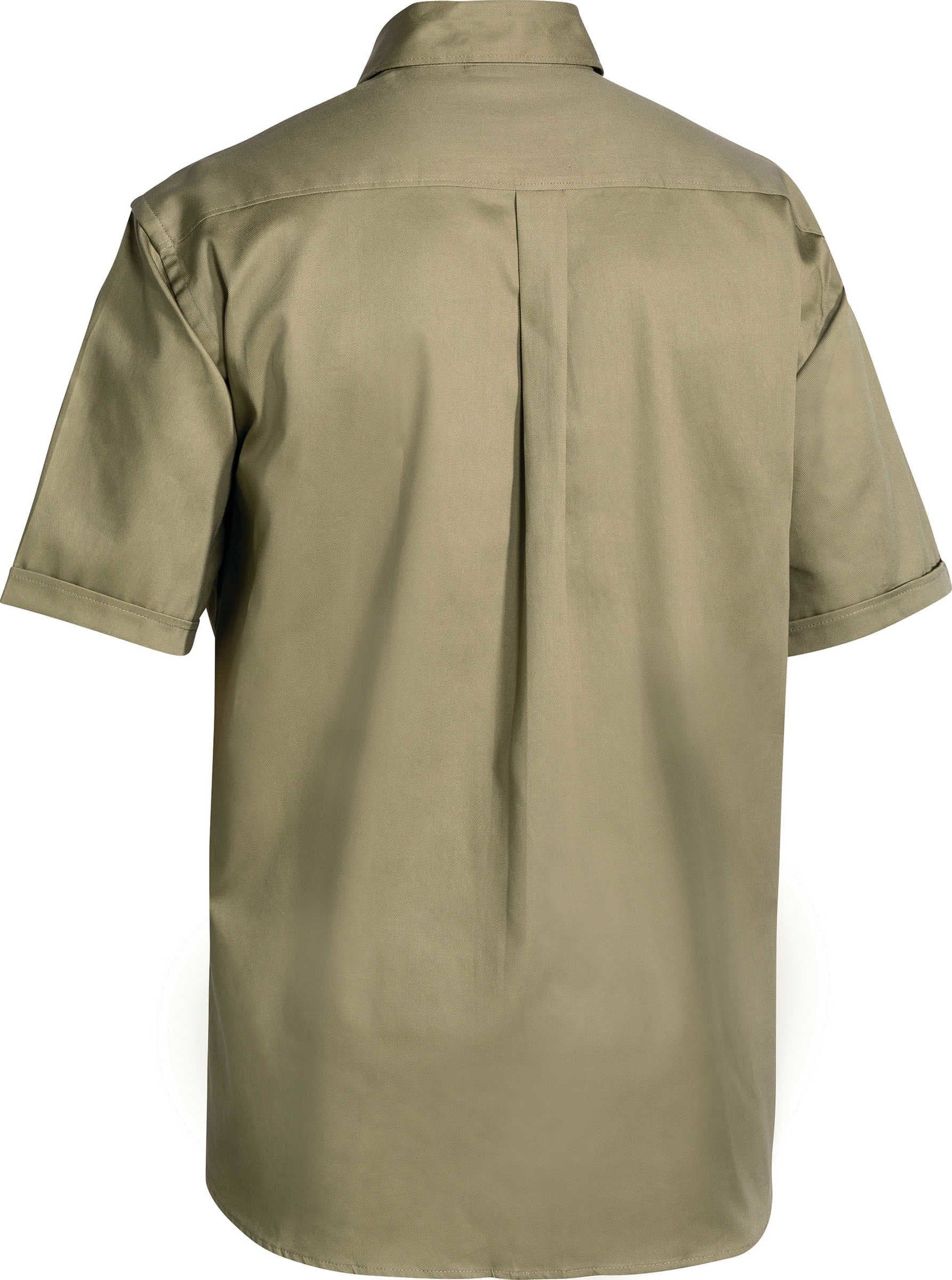 Bisley Original Cotton Drill Shirt - Short Sleeve - Khaki (BS1433) - Trade Wear