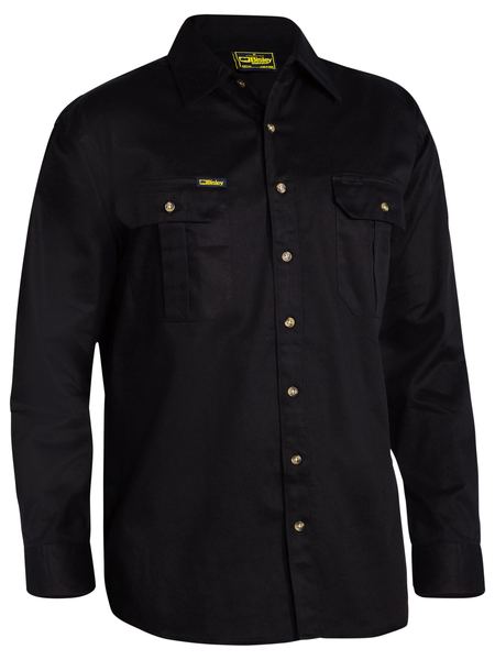 Bisley Original Cotton Drill Shirt - Long Sleeve - Black (BS6433) - Trade Wear