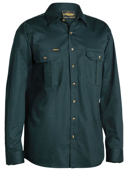 Bisley Original Cotton Drill Shirt - Long Sleeve - Bottle (BS6433) - Trade Wear