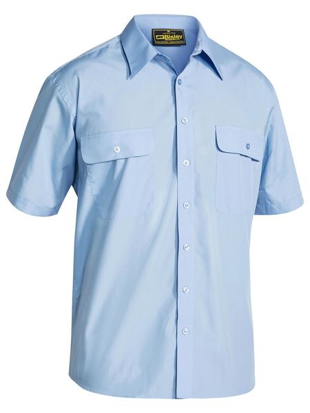 Bisley Permanent Press Shirt - Short Sleeve - Sky (BS1526) - Trade Wear