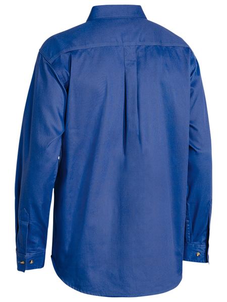 Bisley Closed Front Cotton Drill Shirt - Long Sleeve - Royal (BSC6433) - Trade Wear