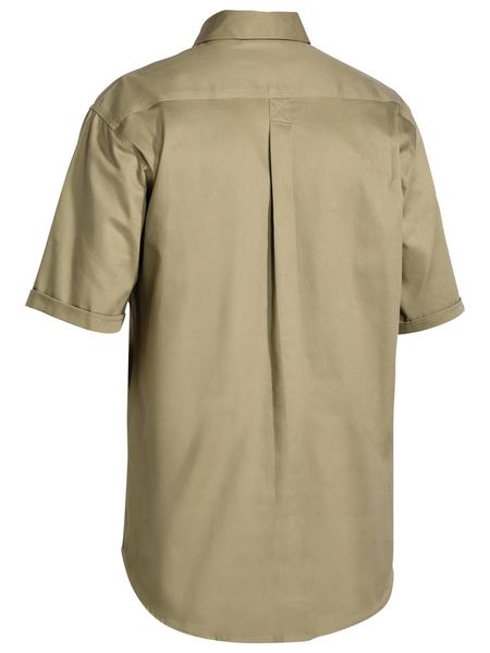 Bisley Closed Front Cotton Drill Shirt - Short Sleeve - Khaki (BSC1433) - Trade Wear