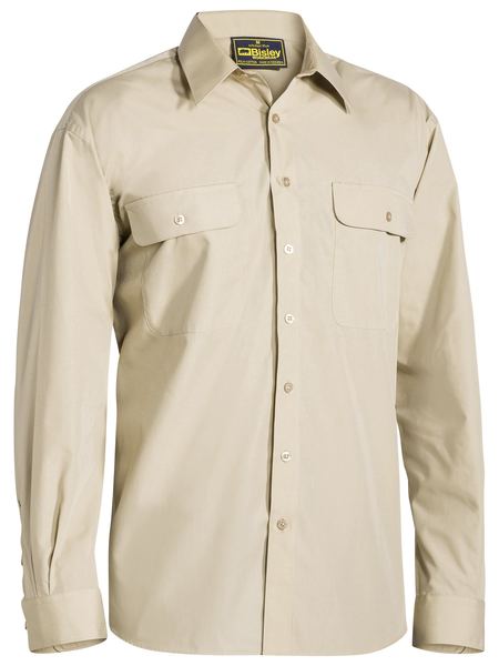 Bisley Permanent Press Shirt - Long Sleeve - Sand (BS6526) - Trade Wear