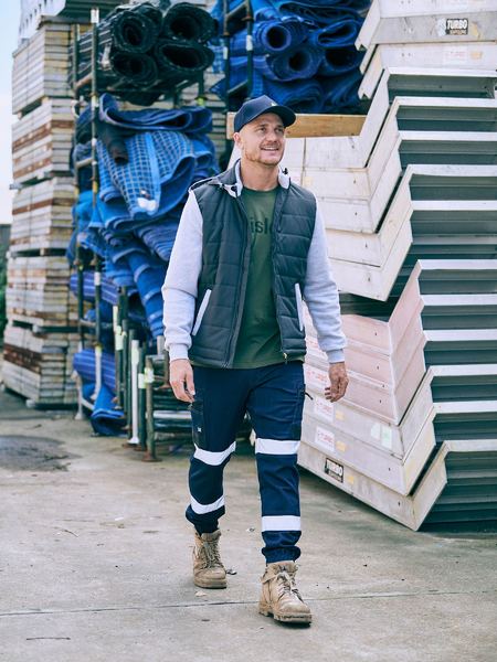 Bisley Flex & Move™ Taped Stretch Denim Cargo Cuffed Pants (BPC6335T)-Denim