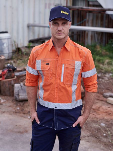 Bisley Flex & Move™ Two Tone Hi Vis Stretch Utility Shirt - Long Sleeve (BS6177XT)