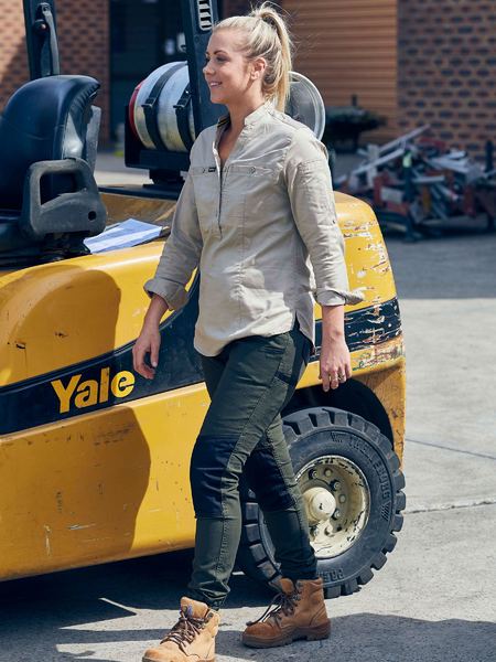 Bisley Women's Flex and Move™ Cargo Pants - Stone and Olive (BPL6044)