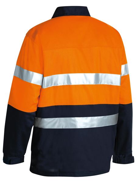 Bisley 2 Tone Hi Vis Drill Jacket 3M Reflective Tape - Orange/Navy (BK6710T) - Trade Wear