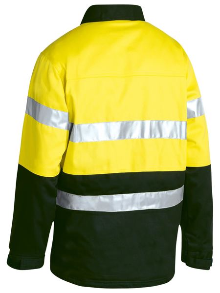 Bisley 2 Tone Hi Vis Drill Jacket 3M Reflective Tape - Yellow/Bottle (BK6710T) - Trade Wear