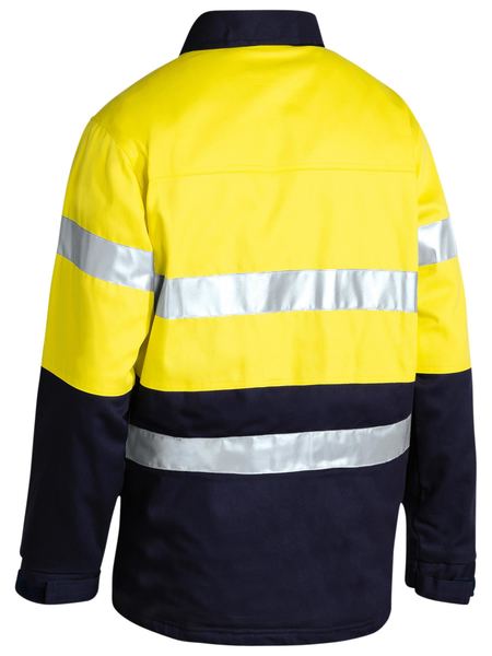 Bisley 2 Tone Hi Vis Drill Jacket 3M Reflective Tape - Yellow/Navy (BK6710T) - Trade Wear