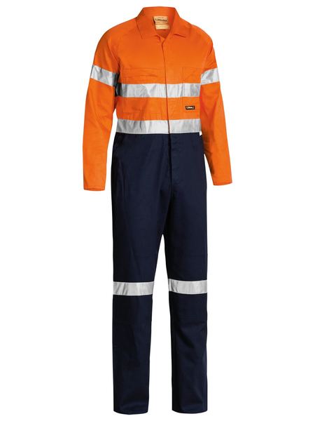 Bisley 2 Tone Hi Vis Lightweight Coveralls 3M Reflective Tape - Orange/Navy (BC6719TW) - Trade Wear