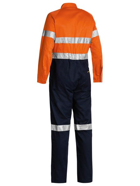 Bisley 2 Tone Hi Vis Lightweight Coveralls 3M Reflective Tape - Orange/Navy (BC6719TW) - Trade Wear