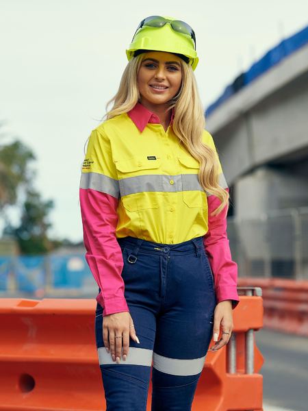 Bisley Women's 3M Taped Hi Vis Cool Lightweight Shirt (BL6696T)
