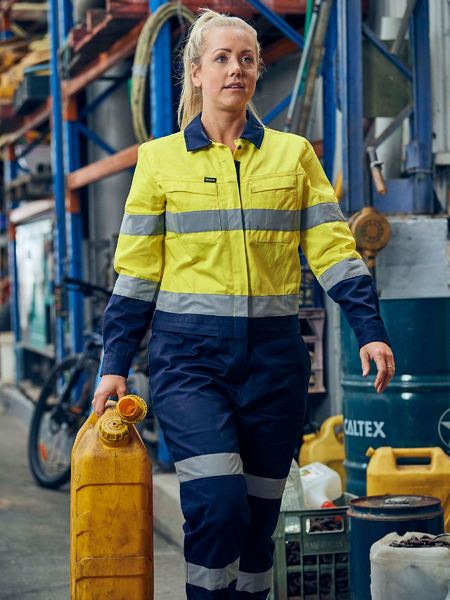 Bisley Women's Taped Hi Vis Cotton Drill Coverall (BCL6066T)