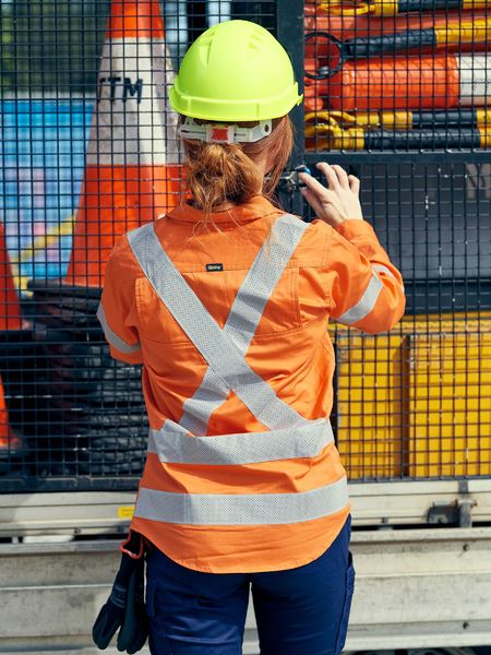 Bisley Women's Taped X Back Lightweight Hi Vis Drill Shirt (BL6166XT)