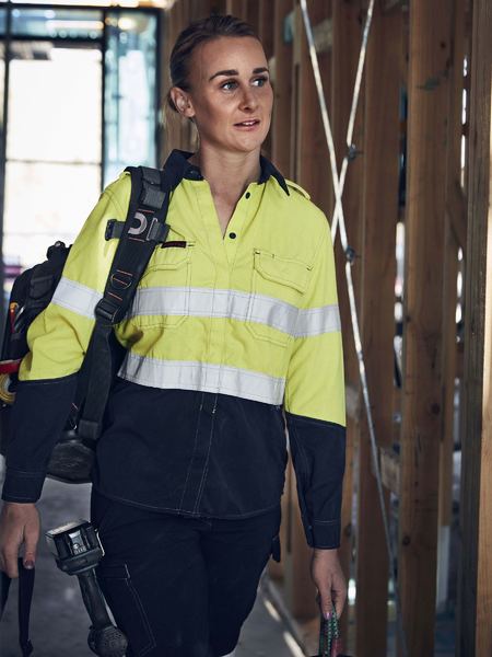Bisley Tencate Tecsafe Plus Women's Taped 2 Tone HiVis FR Vented Long Sleeve (BL8082T) - Trade Wear