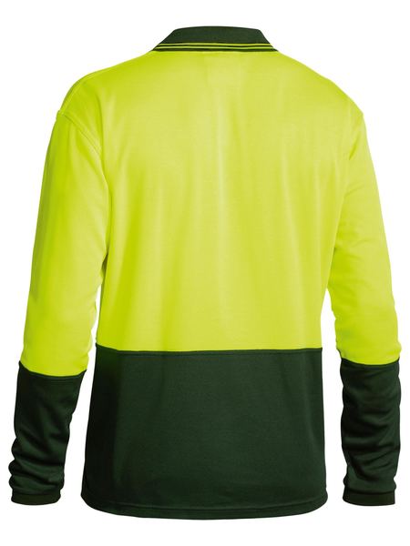 Bisley 2 Tone Hi Vis Polo Shirt - Long Sleeve - Yellow/Bottle (BK6234) - Trade Wear