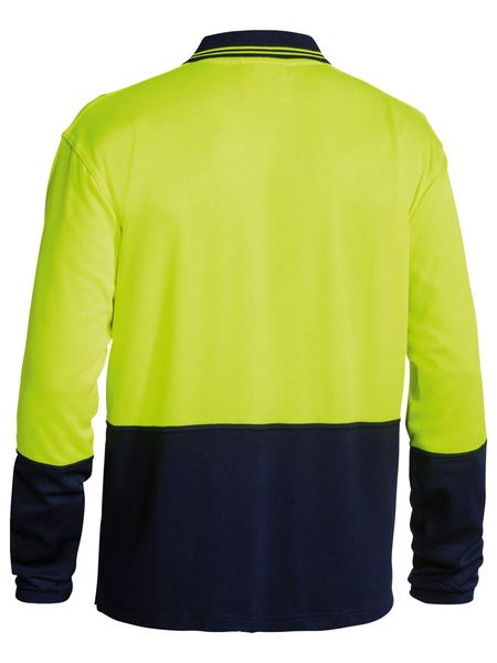 Bisley 2 Tone Hi Vis Polo Shirt - Long Sleeve - Yellow/Navy (BK6234) - Trade Wear