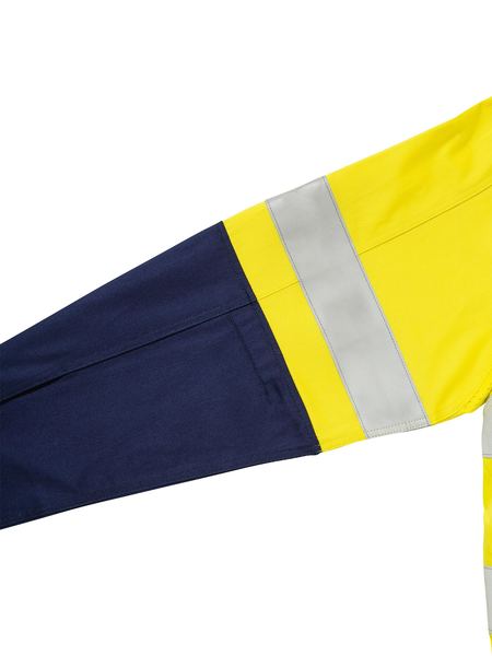 Bisley 3M Taped 2 Tone Hi Vis Mens Industrial Cool Vent Shirt - Yellow/Navy (BS6448T_Yellow/Navy) - Trade Wear