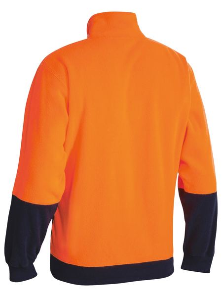 Bisley Hi Vis Polarfleece Zip Pullover - Orange/Navy (BK6889) - Trade Wear