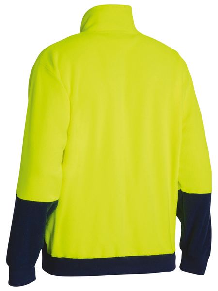 Bisley Hi Vis Polarfleece Zip Pullover - Yellow/Navy (BK6889) - Trade Wear