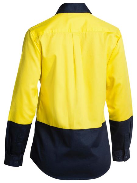 Bisley 2 Tone Hi Vis Drill Shirt - Long Sleeve - Yellow/Navy (BS6267) - Trade Wear