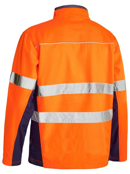 Bisley Soft Shell Jacket with 3M Reflective Tape - Orange/Navy (BJ6059T) - Trade Wear