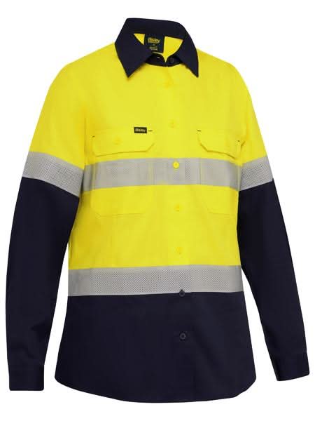 Bisley Women's Taped Hi Vis Riipstop Vented Shirt (BL6495T) - Trade Wear