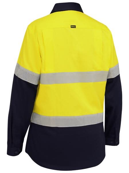 Bisley Women's Taped Hi Vis Riipstop Vented Shirt (BL6495T) - Trade Wear