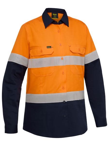 Bisley Women's Taped Hi Vis Riipstop Vented Shirt (BL6495T) - Trade Wear