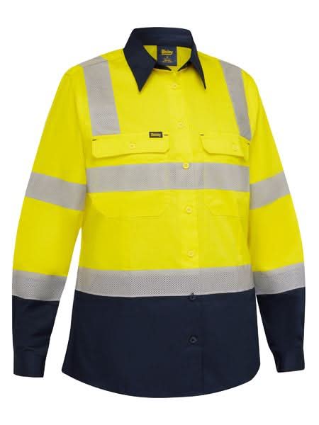 Bisley Women's Taped Biomotion Hi Vis Cool Lightweight Vented Shirt (BL6396T) - Trade Wear