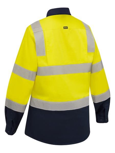 Bisley Women's Taped Biomotion Hi Vis Cool Lightweight Vented Shirt (BL6396T) - Trade Wear