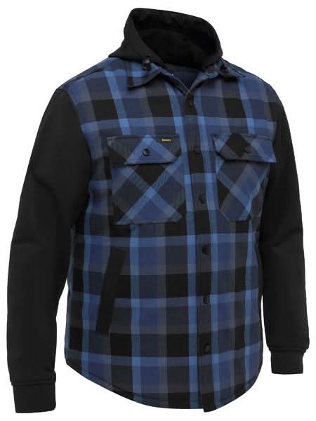 Bisley Contrast Check Hooded Shirt (BJ6708)