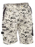 Bisley Flex & Move Stretch Canvas Camo Cargo Short - Grey Paint Splatter (BSHC1337-PPGR)