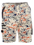 Bisley Flex & Move Stretch Canvas Camo Cargo Short - Orange Paint Splatter (BSHC1337-PPOR)