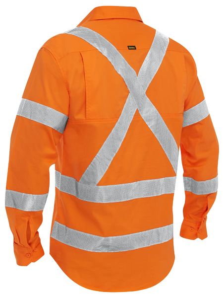 Bisley X Taped Closed Front Hi Vis Cool Lightweight Drill Shirt (BSC6166XT)