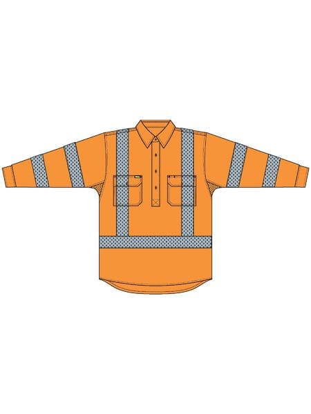 Bisley X Taped Closed Front Hi Vis Cool Lightweight Drill Shirt (BSC6166XT)