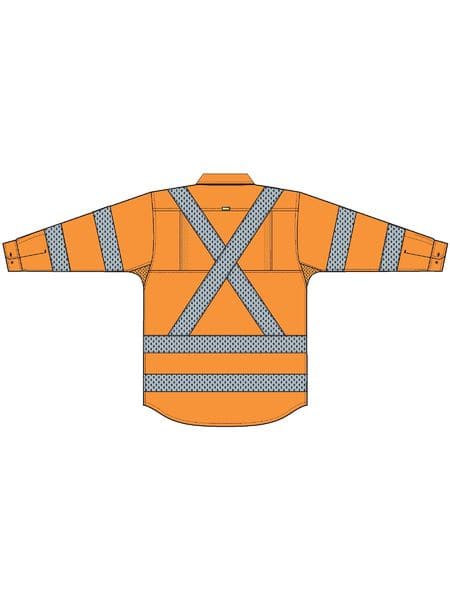 Bisley X Taped Closed Front Hi Vis Cool Lightweight Drill Shirt (BSC6166XT)