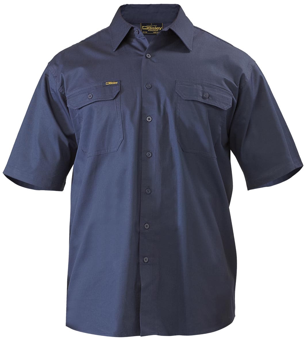 Bisley Cool Lightweight Drill Shirt - Short Sleeve - Navy (BS1893) - Trade Wear