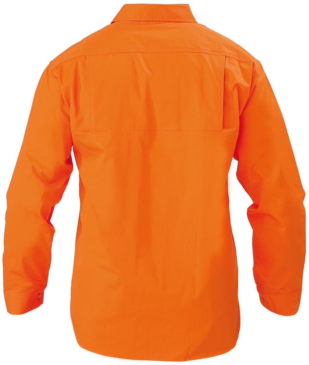 Bisley Cool Lightweight Gusset Cuff Hi Vis Drill Shirt - Long Sleeve - Orange (BS6894) - Trade Wear