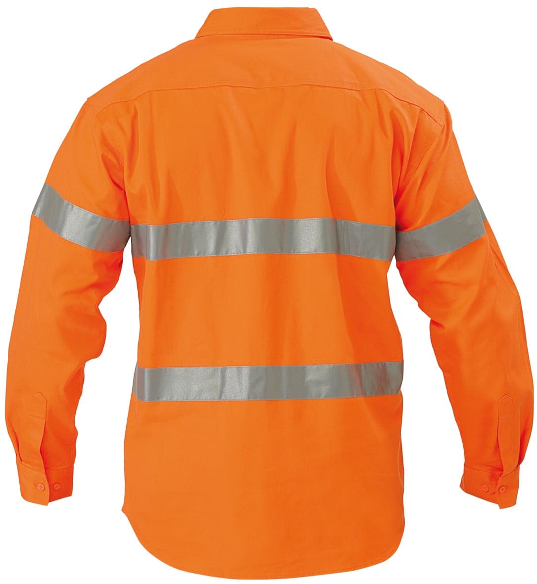 Bisley His Vis Closed Front Drill Long Sleeve Shirt 3M Reflective Tape - Orange (BTC6482) - Trade Wear